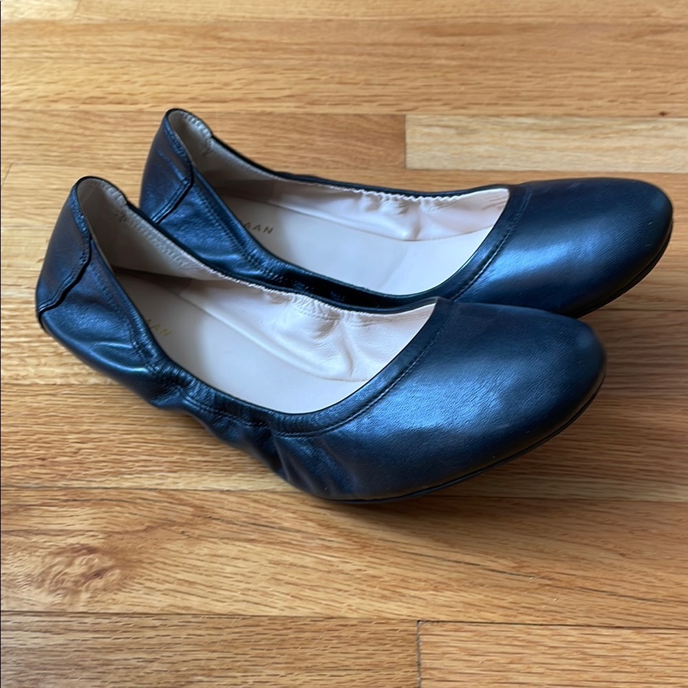 Cole Haan Grand OS Black Leather Ballet Flats Rounded Toe Low Cut Women Shoes 9B